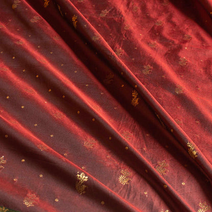 Sari - Siden Röd Grön Gul Guld Paisley 58