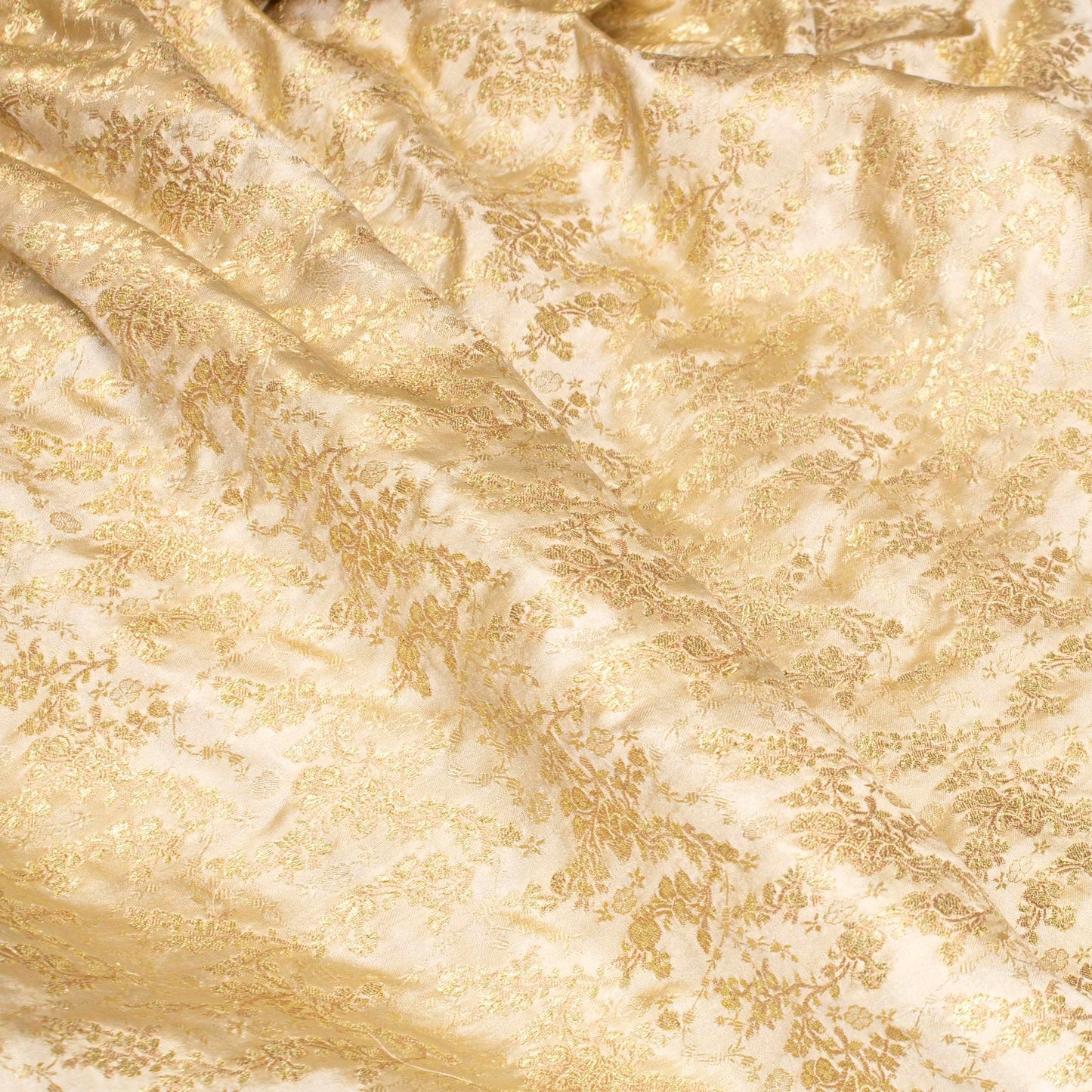 Sari - Siden Guld Beige Blommigt 66