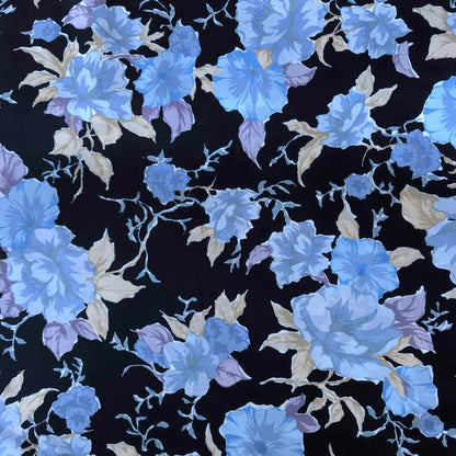 Mönstrade Modetyger - Chiffong Chiffong Blommigt Marinblå Blå Ljusblå Beige Ljuslila 19