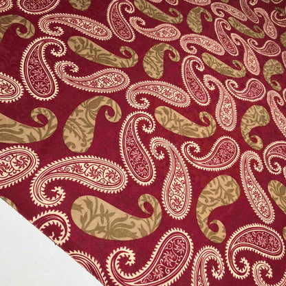 Mönstrade Modetyger - Vinröd Brun Beige Paisley 12