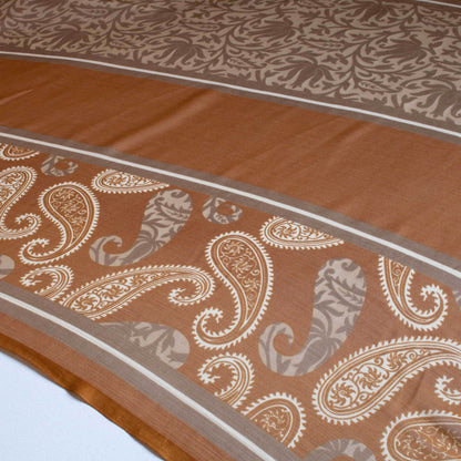 Mönstrade Chiffongtyger - Chiffong Brun Beige Blommigt Benvit Paisley Border 100