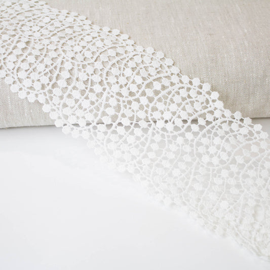 Broderade Spetsband - Knypplad Spets Vit Små Runda Brodyrer Med Paisley Mönster 20