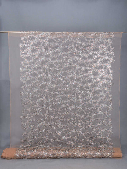 Broderat Tylltyg - Spets Simone Paljettyg Silver Blå Beige Rose 18