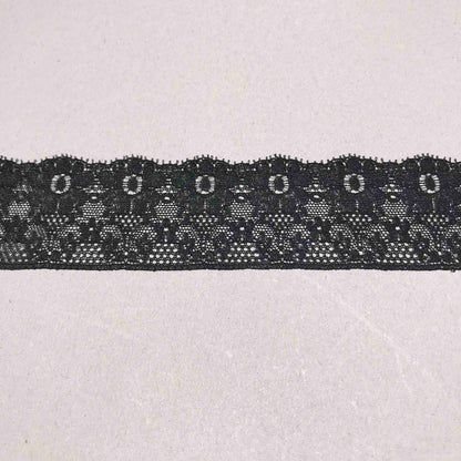 Spetsband - Chantilly Spets Svart Blommor 4,5cm 59
