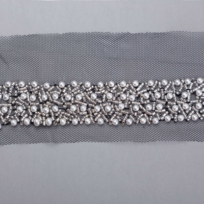 Band - Venice - Tygband  Strass Vita Pärlor Vit 41