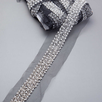 Band - Venice - Tygband  Strass Vita Pärlor Vit 41