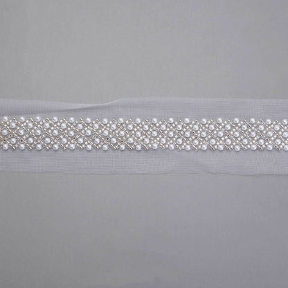 Pärlband - Ariel -  Strass Vita Pärlor Vit 54