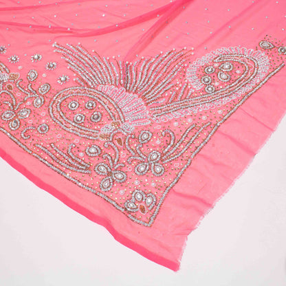 Kaftan - Aprikos Rosa Chiffong Silver / Guld / Vit Strass 23