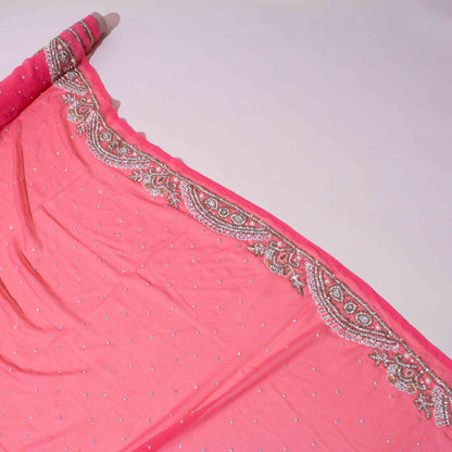 Kaftan - Aprikos Rosa Chiffong Silver / Guld / Vit Strass 23