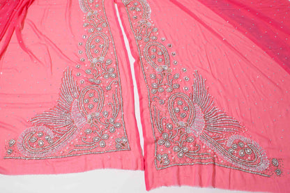 Kaftan - Aprikos Rosa Chiffong Silver / Guld / Vit Strass 23