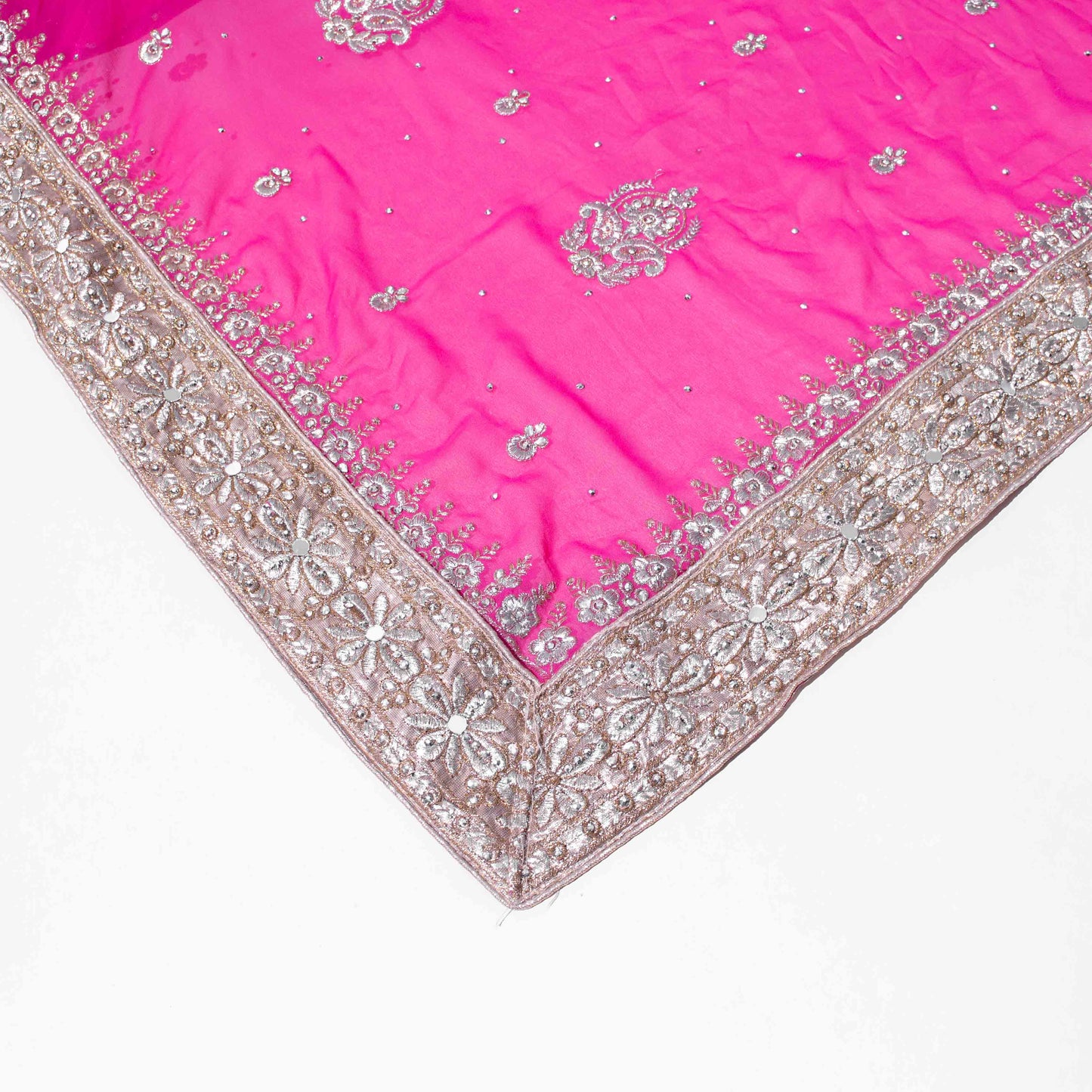 Sari - Cerise Chiffong Guld Brodyr Silver Strass 16