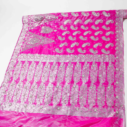 Sari - Cerise Chiffong Silver Paljetter 25