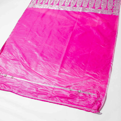 Sari - Cerise Chiffong Silver Paljetter 25