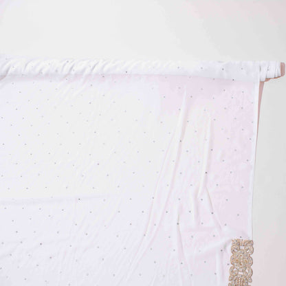 Sari - Vit Chiffong Guld Brodyr Guld / Silver Strass 32